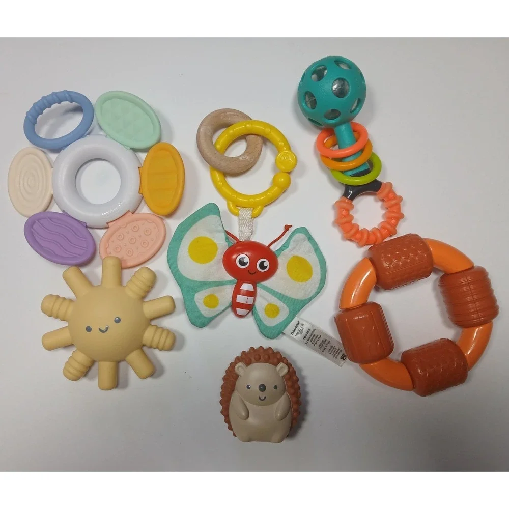 Fisher-Price & Sassy Baby Toy Lot - Infant Sensory Rattles & Teethers